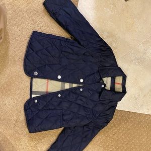 navy blue burberry kids coat